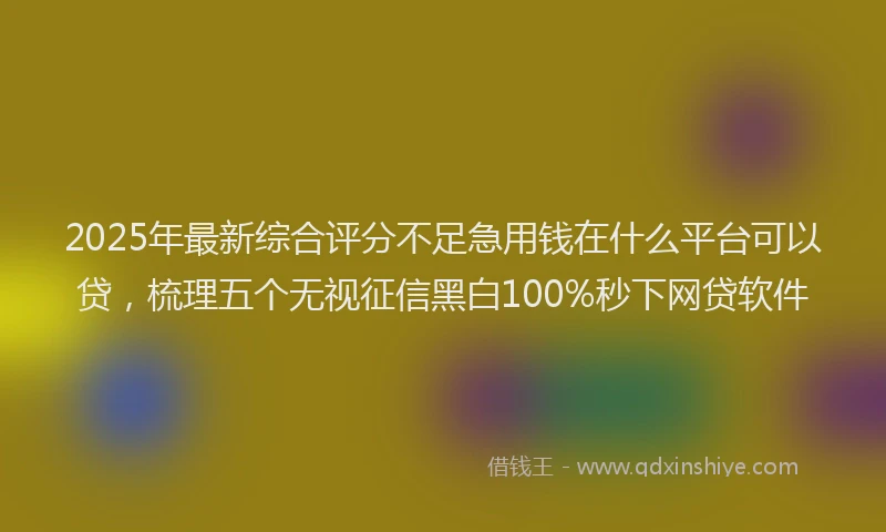 2025年最新综合评分不足急用钱在什么平台可以贷，梳理五个无视征信黑白100%秒下网贷软件