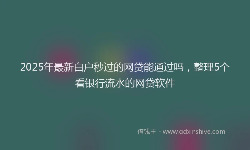 2025年最新白户秒过的网贷能通过吗，整理5个看银行流水的网贷软件