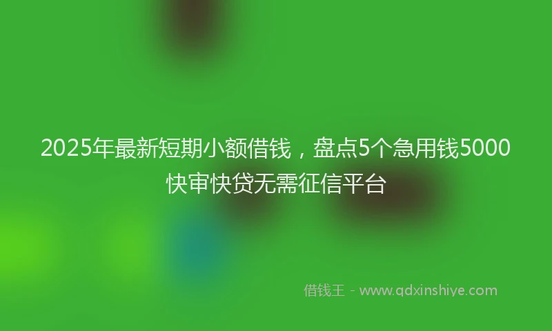 2025年最新短期小额借钱，盘点5个急用钱5000快审快贷无需征信平台
