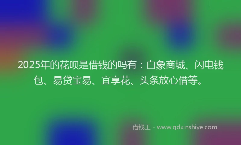 2025年的花呗是借钱的吗有：白象商城、闪电钱包、易贷宝易、宜享花、头条放心借等。