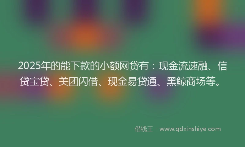 2025年的能下款的小额网贷有：现金流速融、信贷宝贷、美团闪借、现金易贷通、黑鲸商场等。