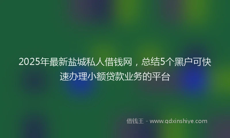 2025年最新盐城私人借钱网，总结5个黑户可快速办理小额贷款业务的平台