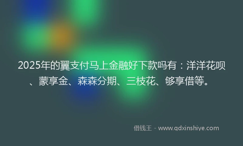 2025年的翼支付马上金融好下款吗有：洋洋花呗、蒙享金、森森分期、三枝花、够享借等。