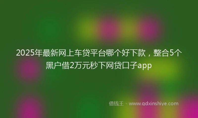 2025年最新网上车贷平台哪个好下款，整合5个黑户借2万元秒下网贷口子app