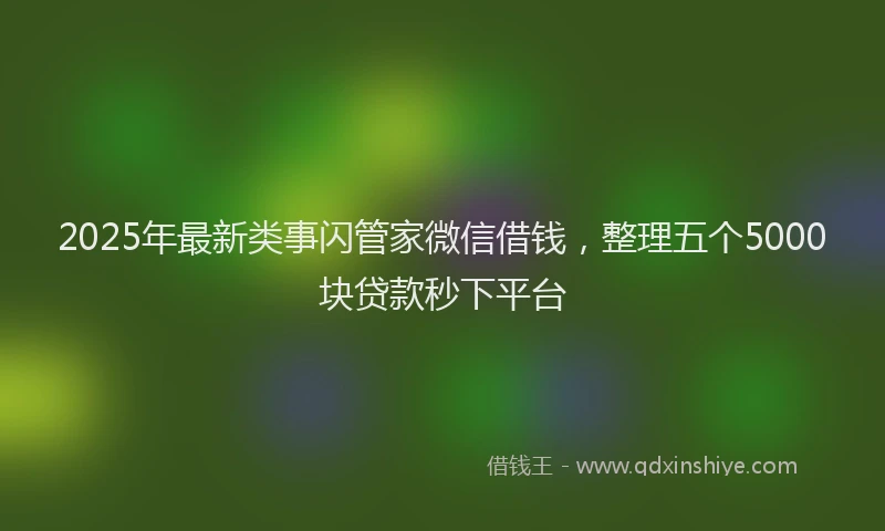 2025年最新类事闪管家微信借钱，整理五个5000块贷款秒下平台