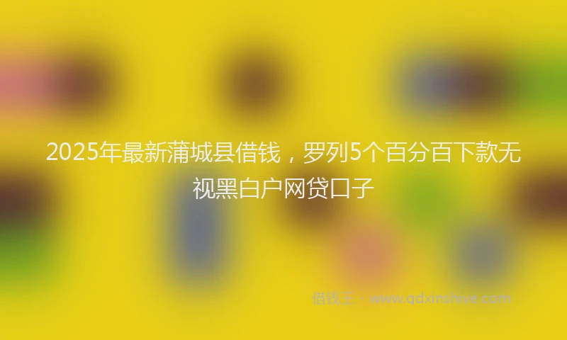 2025年最新蒲城县借钱，罗列5个百分百下款无视黑白户网贷口子