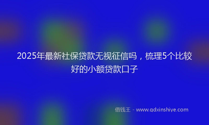 2025年最新社保贷款无视征信吗，梳理5个比较好的小额贷款口子