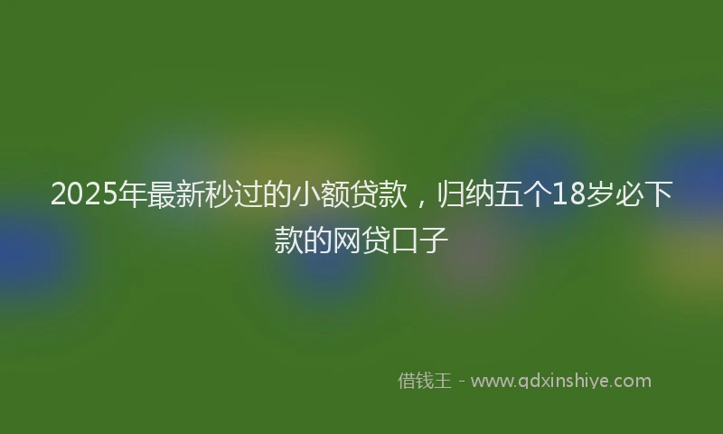 2025年最新秒过的小额贷款，归纳五个18岁必下款的网贷口子
