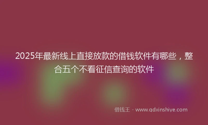 2025年最新线上直接放款的借钱软件有哪些，整合五个不看征信查询的软件