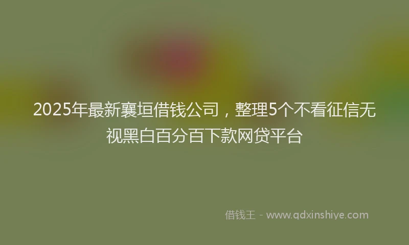 2025年最新襄垣借钱公司，整理5个不看征信无视黑白百分百下款网贷平台