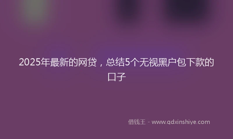 2025年最新的网贷，总结5个无视黑户包下款的口子
