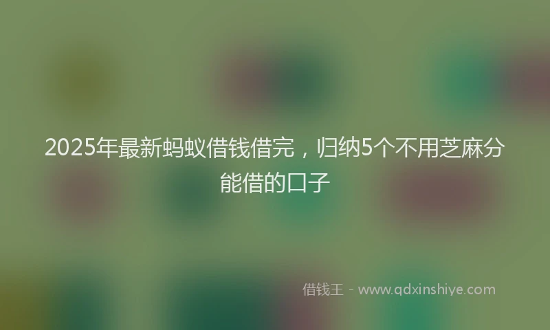 2025年最新蚂蚁借钱借完，归纳5个不用芝麻分能借的口子