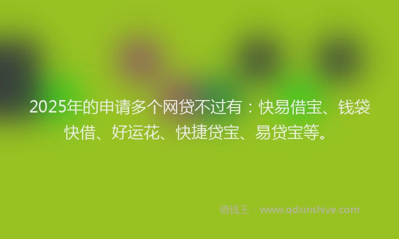 2025年的申请多个网贷不过有：快易借宝、钱袋快借、好运花、快捷贷宝、易贷宝等。