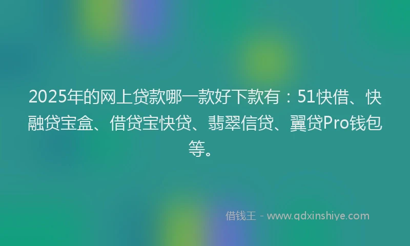 2025年的网上贷款哪一款好下款有：51快借、快融贷宝盒、借贷宝快贷、翡翠信贷、翼贷Pro钱包等。
