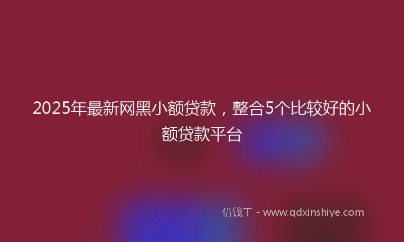 2025年最新网黑小额贷款，整合5个比较好的小额贷款平台