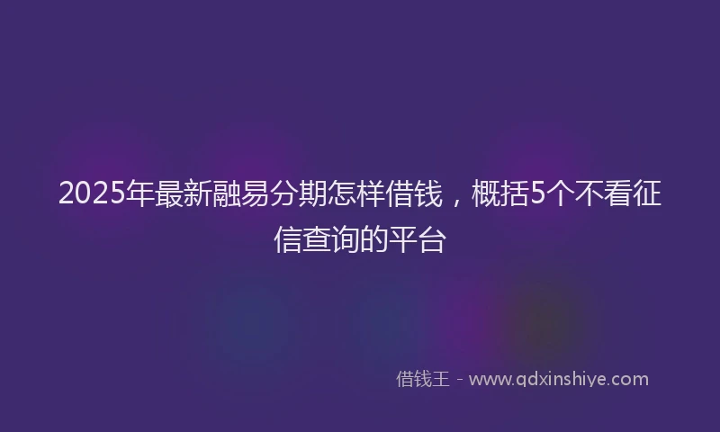 2025年最新融易分期怎样借钱，概括5个不看征信查询的平台