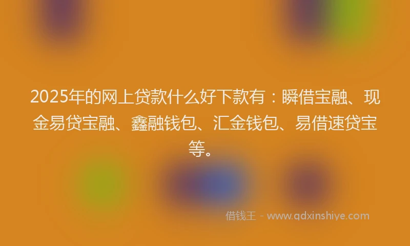 2025年的网上贷款什么好下款有：瞬借宝融、现金易贷宝融、鑫融钱包、汇金钱包、易借速贷宝等。