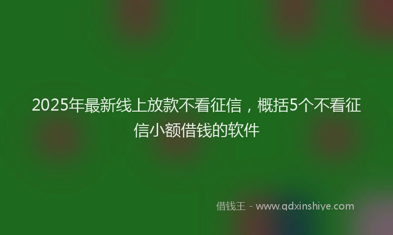 2025年最新线上放款不看征信，概括5个不看征信小额借钱的软件
