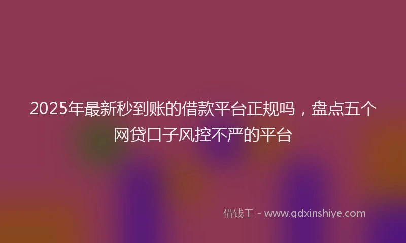 2025年最新秒到账的借款平台正规吗，盘点五个网贷口子风控不严的平台