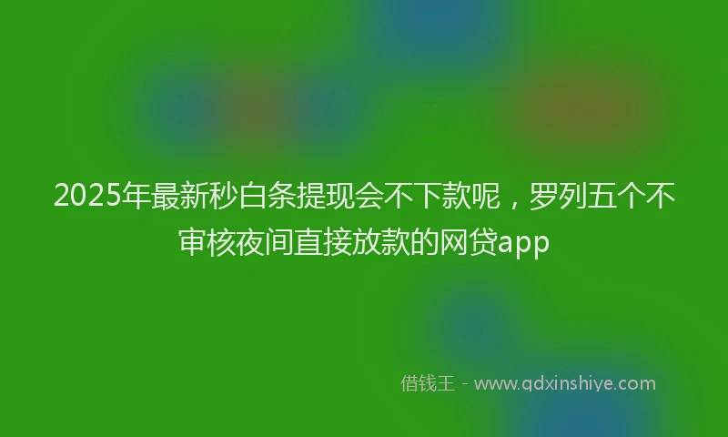 2025年最新秒白条提现会不下款呢，罗列五个不审核夜间直接放款的网贷app
