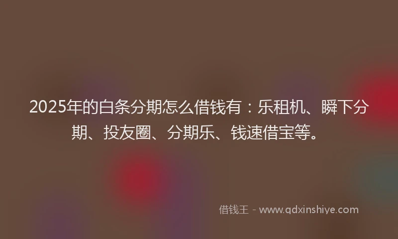 2025年的白条分期怎么借钱有：乐租机、瞬下分期、投友圈、分期乐、钱速借宝等。