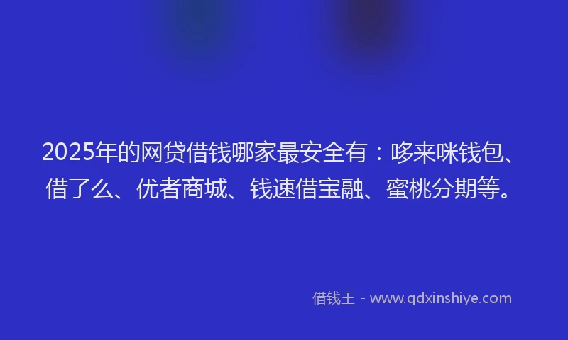 2025年的网贷借钱哪家最安全有：哆来咪钱包、借了么、优者商城、钱速借宝融、蜜桃分期等。