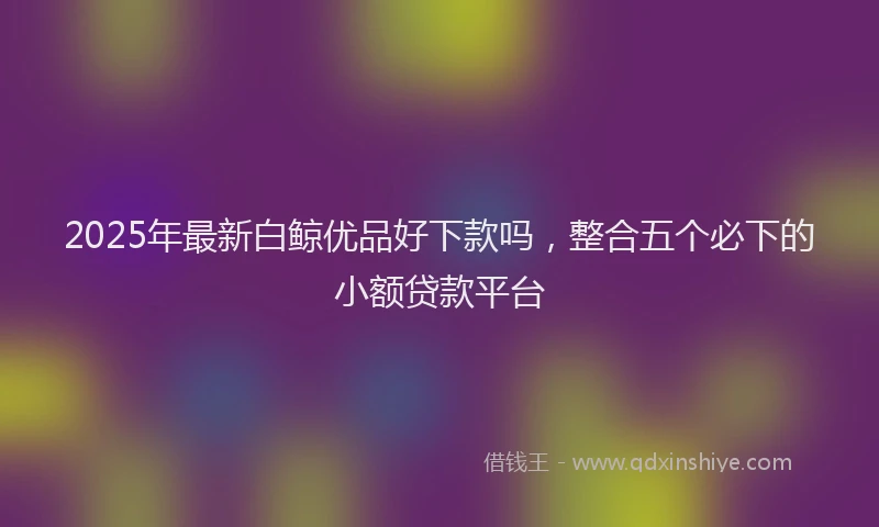 2025年最新白鲸优品好下款吗，整合五个必下的小额贷款平台