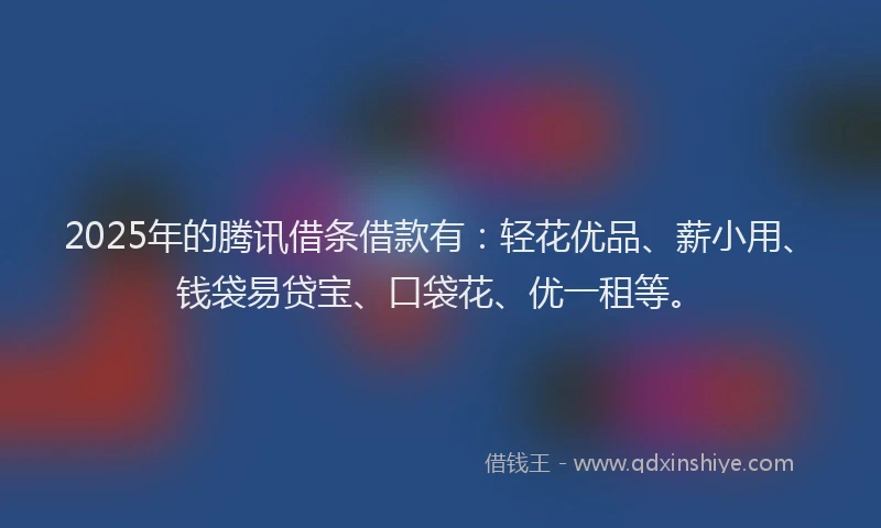 2025年的腾讯借条借款有：轻花优品、薪小用、钱袋易贷宝、口袋花、优一租等。