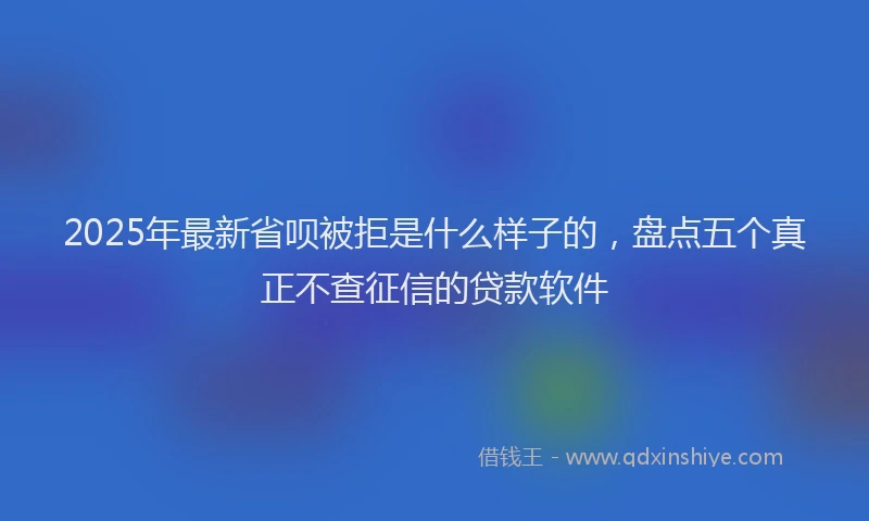 2025年最新省呗被拒是什么样子的，盘点五个真正不查征信的贷款软件