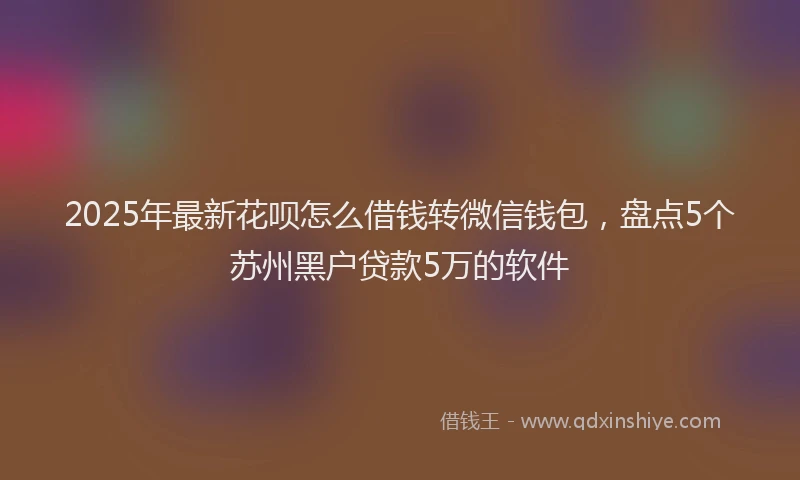 2025年最新花呗怎么借钱转微信钱包，盘点5个苏州黑户贷款5万的软件