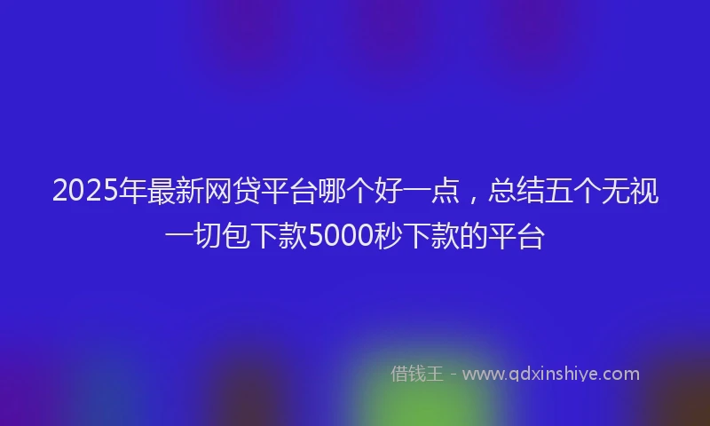 2025年最新网贷平台哪个好一点，总结五个无视一切包下款5000秒下款的平台