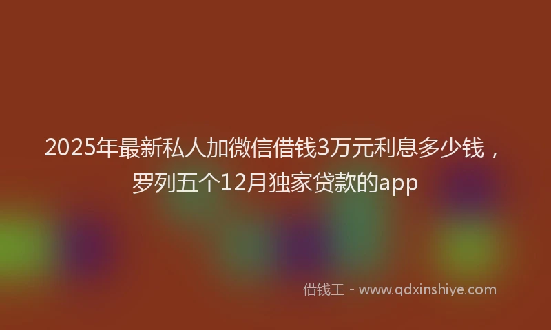 2025年最新私人加微信借钱3万元利息多少钱，罗列五个12月独家贷款的app