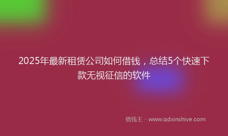 2025年最新租赁公司如何借钱，总结5个快速下款无视征信的软件