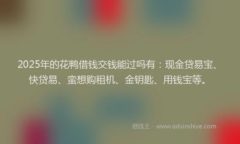 2025年的花鸭借钱交钱能过吗有：现金贷易宝、快贷易、蛮想购租机、金钥匙、用钱宝等。