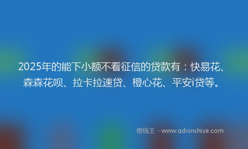2025年的能下小额不看征信的贷款有：快易花、森森花呗、拉卡拉速贷、橙心花、平安i贷等。