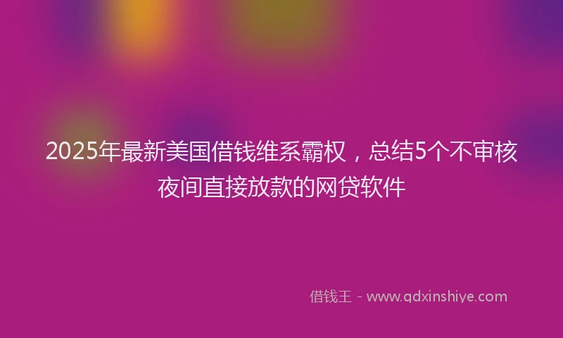 2025年最新美国借钱维系霸权，总结5个不审核夜间直接放款的网贷软件