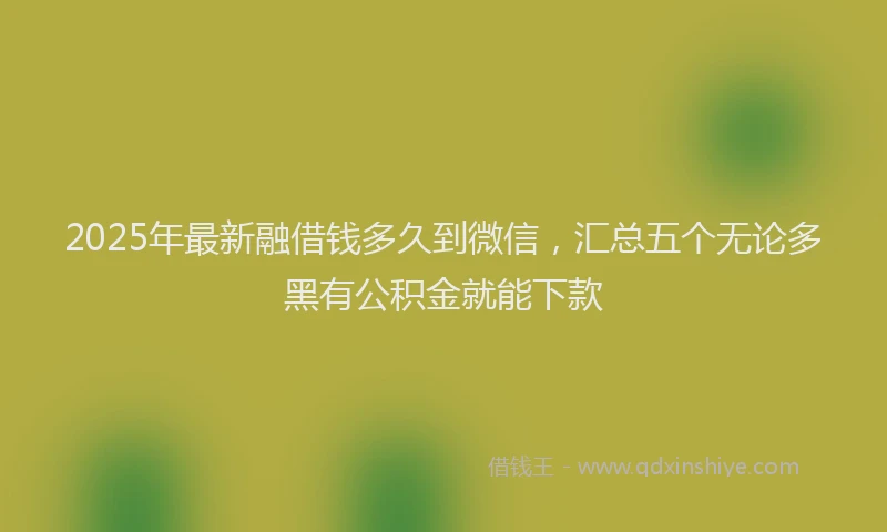 2025年最新融借钱多久到微信，汇总五个无论多黑有公积金就能下款
