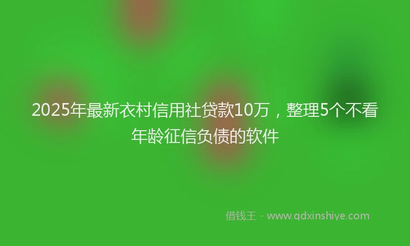 2025年最新衣村信用社贷款10万，整理5个不看年龄征信负债的软件