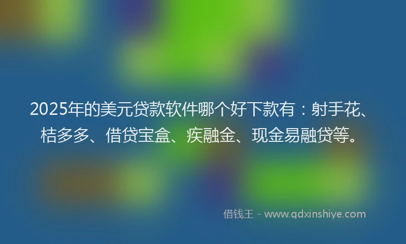 2025年的美元贷款软件哪个好下款有：射手花、桔多多、借贷宝盒、疾融金、现金易融贷等。