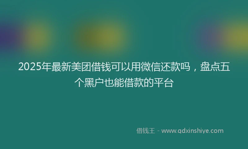 2025年最新美团借钱可以用微信还款吗，盘点五个黑户也能借款的平台