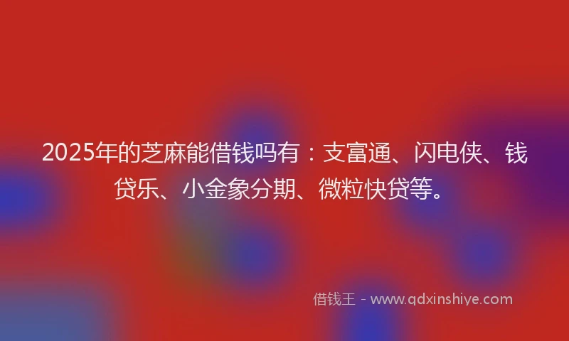 2025年的芝麻能借钱吗有：支富通、闪电侠、钱贷乐、小金象分期、微粒快贷等。