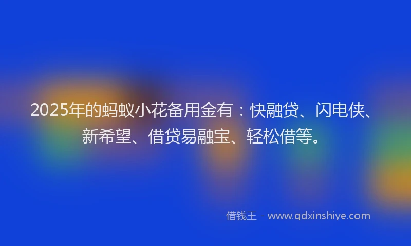 2025年的蚂蚁小花备用金有：快融贷、闪电侠、新希望、借贷易融宝、轻松借等。