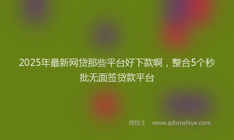 2025年最新网贷那些平台好下款啊，整合5个秒批无面签贷款平台