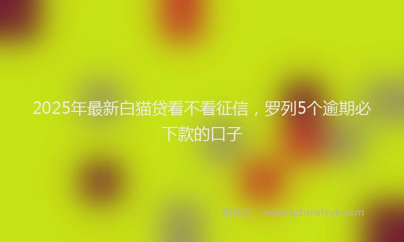 2025年最新白猫贷看不看征信，罗列5个逾期必下款的口子