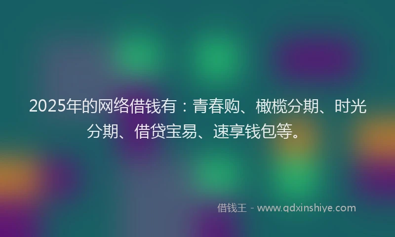 2025年的网络借钱有：青春购、橄榄分期、时光分期、借贷宝易、速享钱包等。