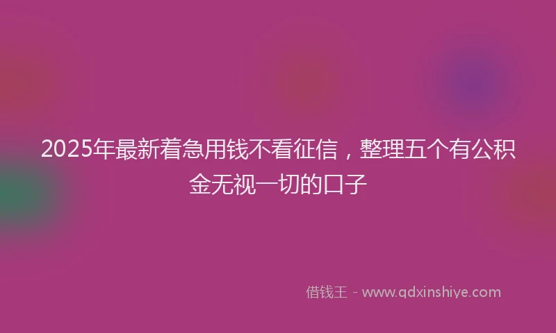 2025年最新着急用钱不看征信，整理五个有公积金无视一切的口子