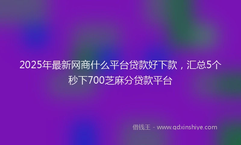 2025年最新网商什么平台贷款好下款，汇总5个秒下700芝麻分贷款平台