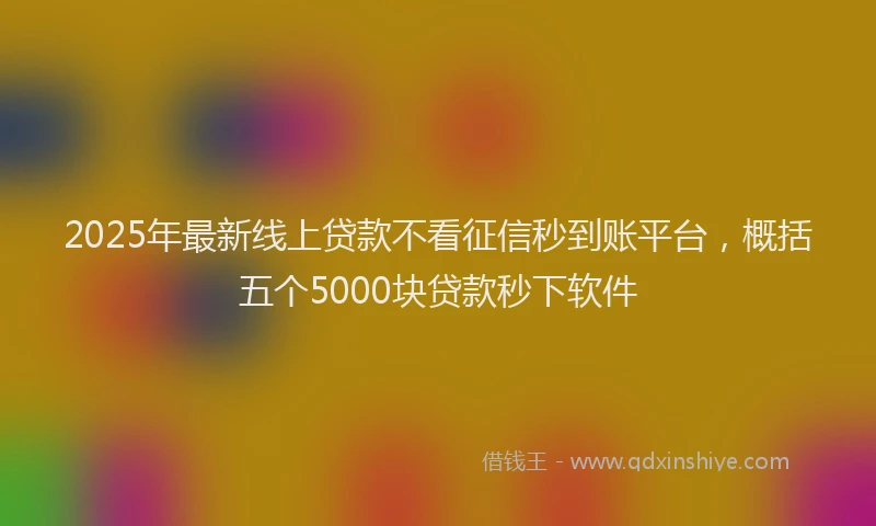 2025年最新线上贷款不看征信秒到账平台，概括五个5000块贷款秒下软件