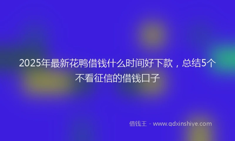 2025年最新花鸭借钱什么时间好下款，总结5个不看征信的借钱口子