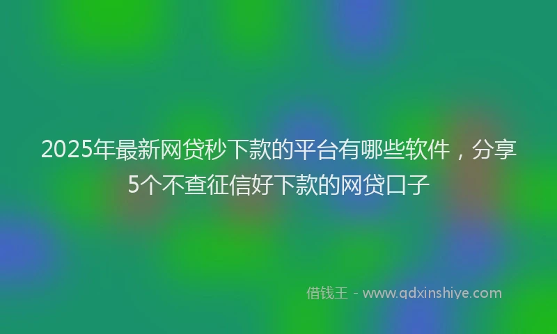 2025年最新网贷秒下款的平台有哪些软件，分享5个不查征信好下款的网贷口子